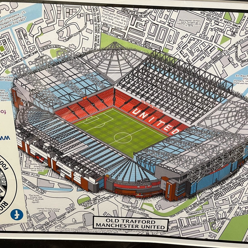 Manchester United futball soccer print from the UK. Brand new in package soccer